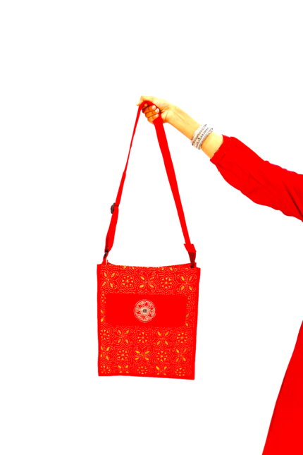 # Red Kantha Embroidery Sling Bag